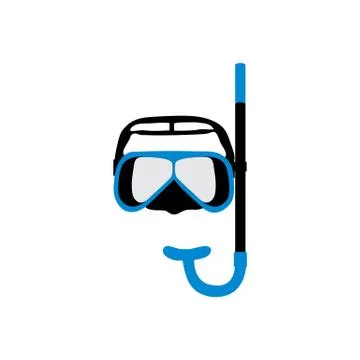 Stylized icon of a colored mask and tube for a scuba diving on a white backgr 库存插图