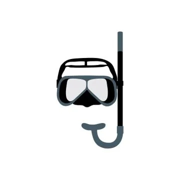 Stylized icon of a colored mask and tube for a scuba diving on a white backgr 库存插图