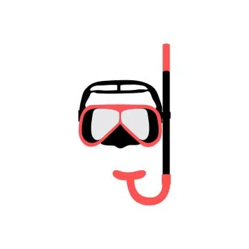 Stylized icon of a colored mask and tube for a scuba diving on a white backgr 库存插图