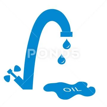 Stylized icon of the faucet with drops of fuel and the inscription oil in a p Stock Illustration
