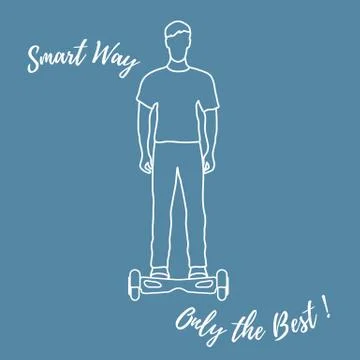 Stylized icon of modern young man standing on gyroscooter. Stock Illustration