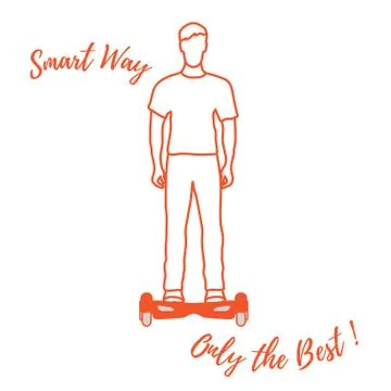Stylized icon of modern young man standing on gyroscooter. Stock Illustration