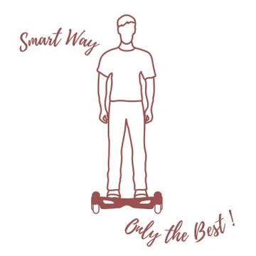 Stylized icon of modern young man standing on gyroscooter. Stock Illustration