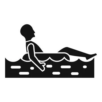 Stylized icon of a person calmly floating in wavy water Stock Illustration
