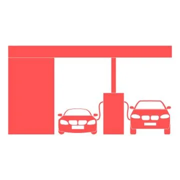 Stylized icon of the petrol station with two cars Stock-Illustration