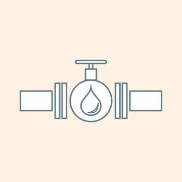 Stylized icon of the pipe with a valve and fuel drops Stock Illustration
