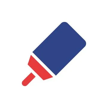 Stylized icon presenting abstract marker in blue and red color scheme for d.. Stock Illustration