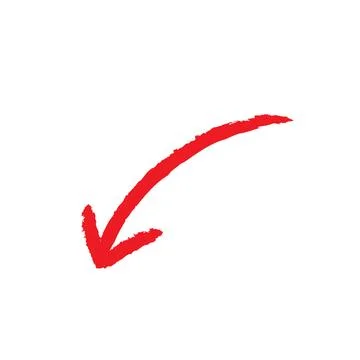 Stylized icon of a red wavy arrow curving downward Stock Illustration
