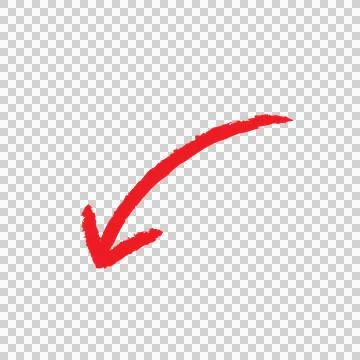 Stylized icon of a red wavy arrow curving downward. Stock Illustration