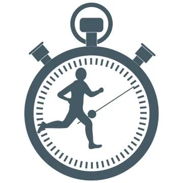 Stylized icon of the runner with a stopwatch Stock Illustration