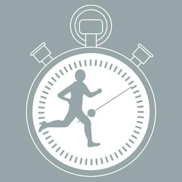 Stylized icon of the runner with a stopwatch Stock Illustration