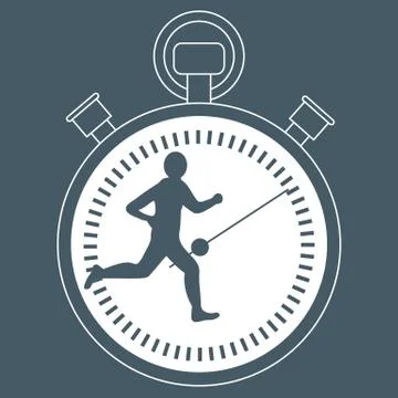 Stylized icon of the runner with a stopwatch Stock Illustration