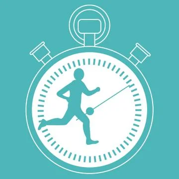 Stylized icon of the runner with a stopwatch Stock Illustration