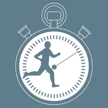 Stylized icon of the runner with a stopwatch Stock Illustration