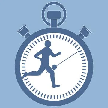 Stylized icon of the runner with a stopwatch Stock Illustration