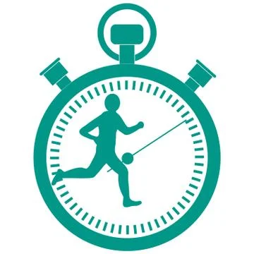 Stylized icon of the runner with a stopwatch Stock Illustration