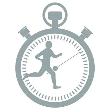 Stylized icon of the runner with a stopwatch Stock Illustration