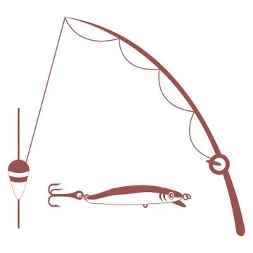 Stylized icon set of different tools for fishing Stock Illustration