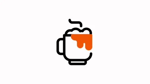 Stylized Icon of a Steaming Mug with Orange Drizzle. Stock Footage 325368962
