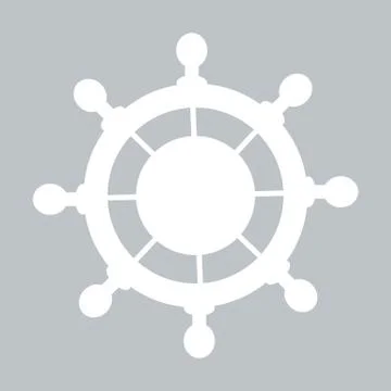 Stylized icon of steering wheel in white on a colored background Stock-Illustration