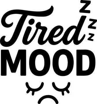A stylized illustration depicting someone in a tired and grumpy mood with z.. Illustrazione stock