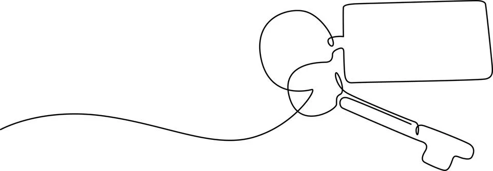 A stylized illustration of a key with a circular handle and a rectangular k.. Illustration