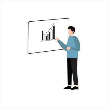 A stylized illustration of a man in a light blue shirt and black pants, sta.. Stock Illustration