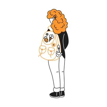 Stylized Illustration of Person with Backpack Stock Illustration