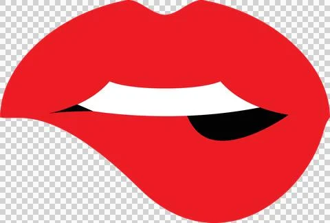 A stylized illustration of red lips with a seductive gesture, set against a.. Stock Illustration