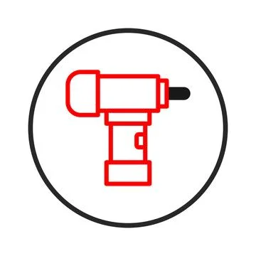 Stylized illustration showcasing a power drill icon with bold outlines agai.. Ilustração Stock