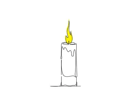 Stylized illustration of a single candle with a yellow flame. Stock Illustration