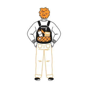 Stylized Illustration of Student with Backpack Stock Illustration
