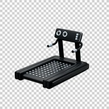 Stylized image of black treadmill over white background, 3d render Stock Illustration