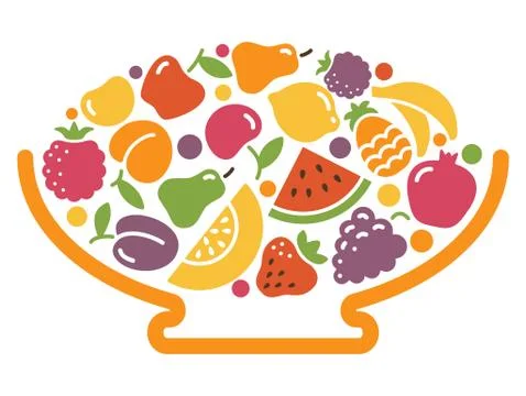 Stylized image of a bowl of fruit Stock Illustration