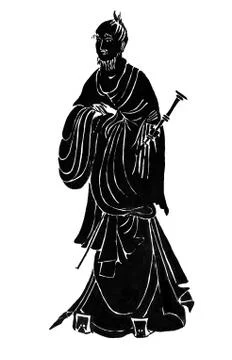 Stylized image of chinese old man Stock Illustration