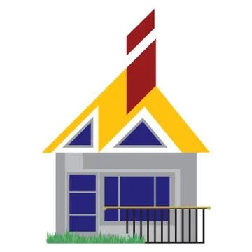 The stylized image of the cottage. Stock Illustration