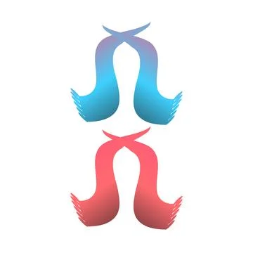 Stylized image featuring gradient symmetrical forms resembling abstract fin.. Stock Illustration