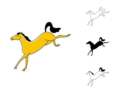 Stylized image of a horse playing Stock Illustration