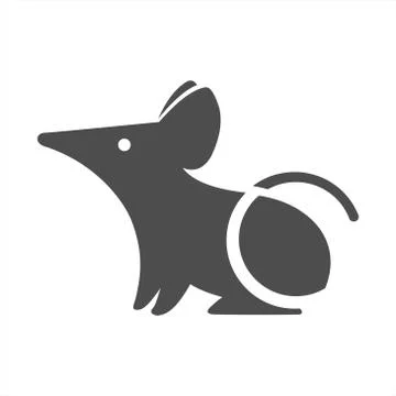 Stylized Image Of A Rat Or Mouse. Black And White Stylish Icon, Logo In The F Stock Illustration