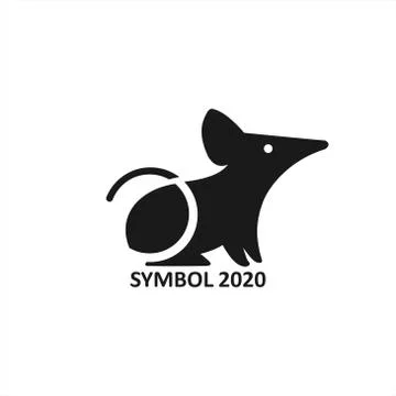 Stylized Image Of A Rat Or Mouse. Black And White Stylish Icon, Logo In The F Stock Illustration