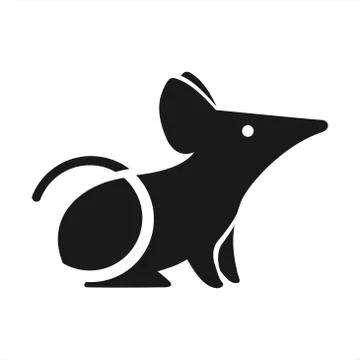 Stylized Image Of A Rat Or Mouse. Black And White Stylish Icon, Logo In The F Stock Illustration