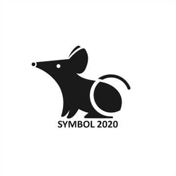 Stylized Image Of A Rat Or Mouse. Black And White Stylish Icon, Logo In The F Stock Illustration