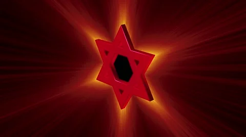 Stylized image rotating red Star of David in the radiance rays Stockbeeldmateriaal 51472279