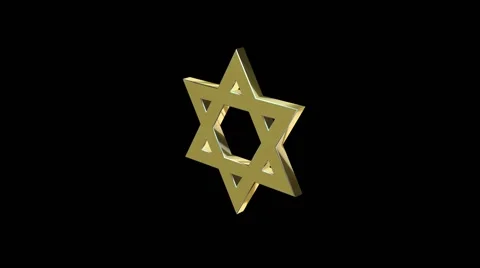 Stylized image rotating star of David made of gold on a black background Stock Footage 51472236