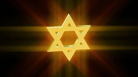 Stylized image rotating star of David made of gold in the glow rays Stock Footage 51472252