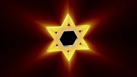 Stylized image rotating star of David made of gold in the glow rays Stock Footage 51472265