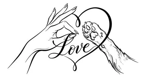 Stylized image of a woman's hand and a cat's paw Stock Illustration