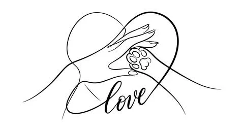 Stylized image of a woman's hand and a cat's paw Stock Illustration