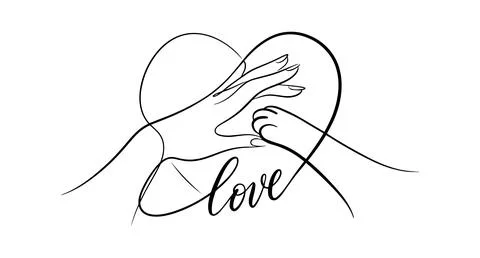 Stylized image of a woman's hand and a cat's paw Stock Illustration