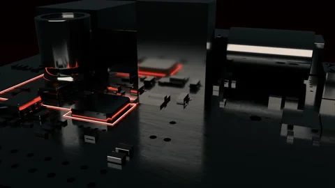 Stylized integrated circuit in a 3D animation Stock Footage 240766409